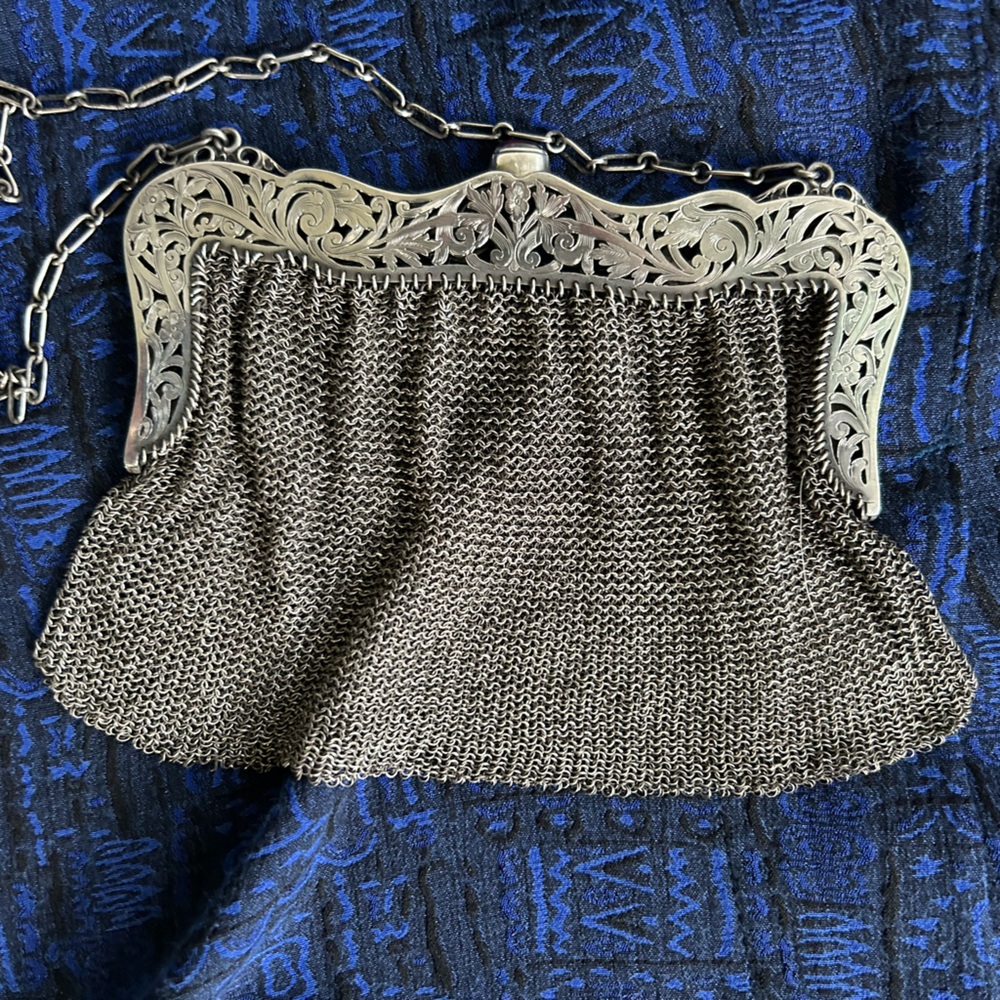 Vintage Silver Chainmail Evening Bag